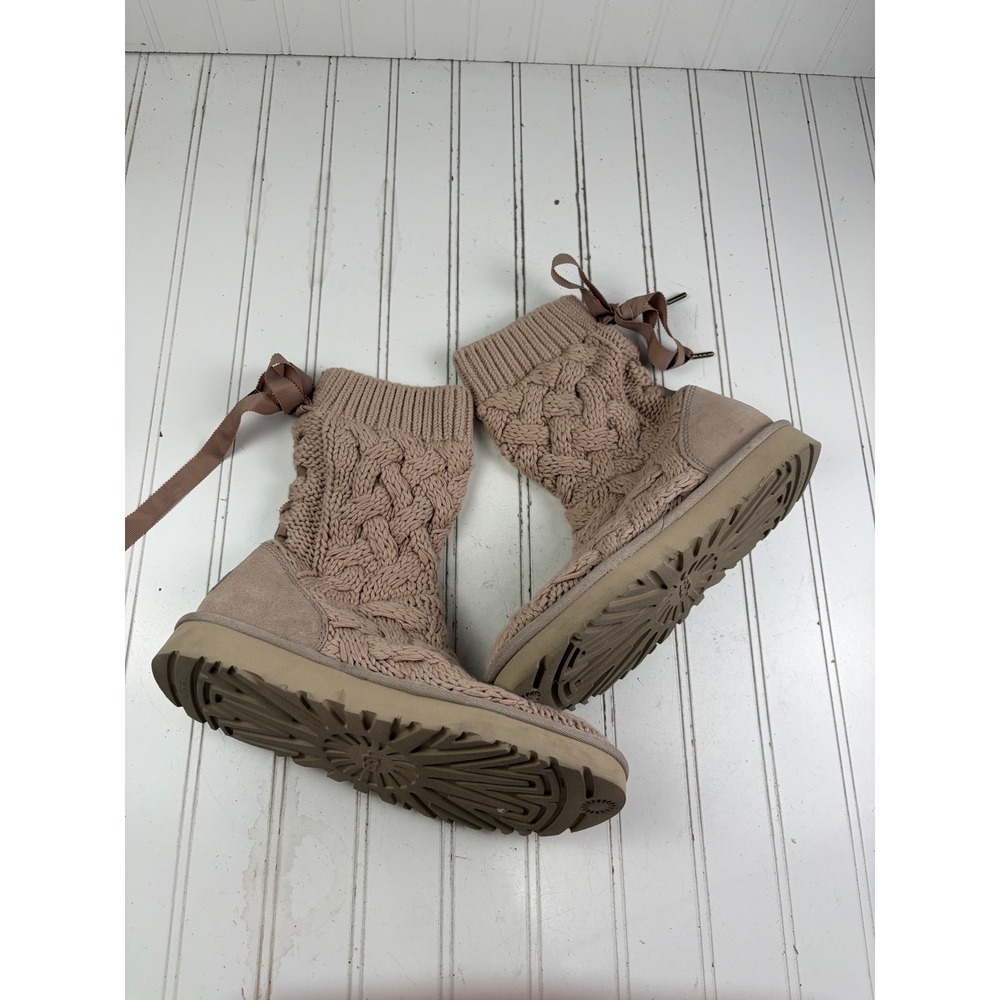 UGG Isla Cable Knit Pink Boots Women's Size 7 - Picture 5 of 12
